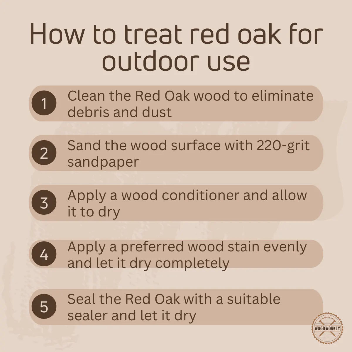 How to treat red oak for outdoor use