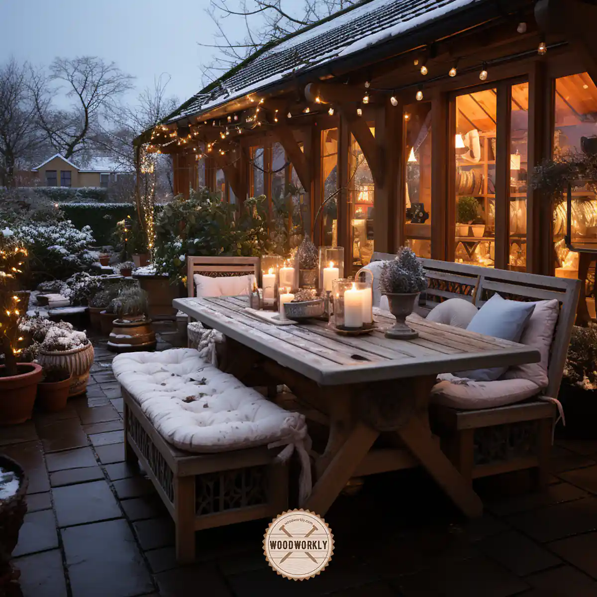 Outdoor furniture in cold weather