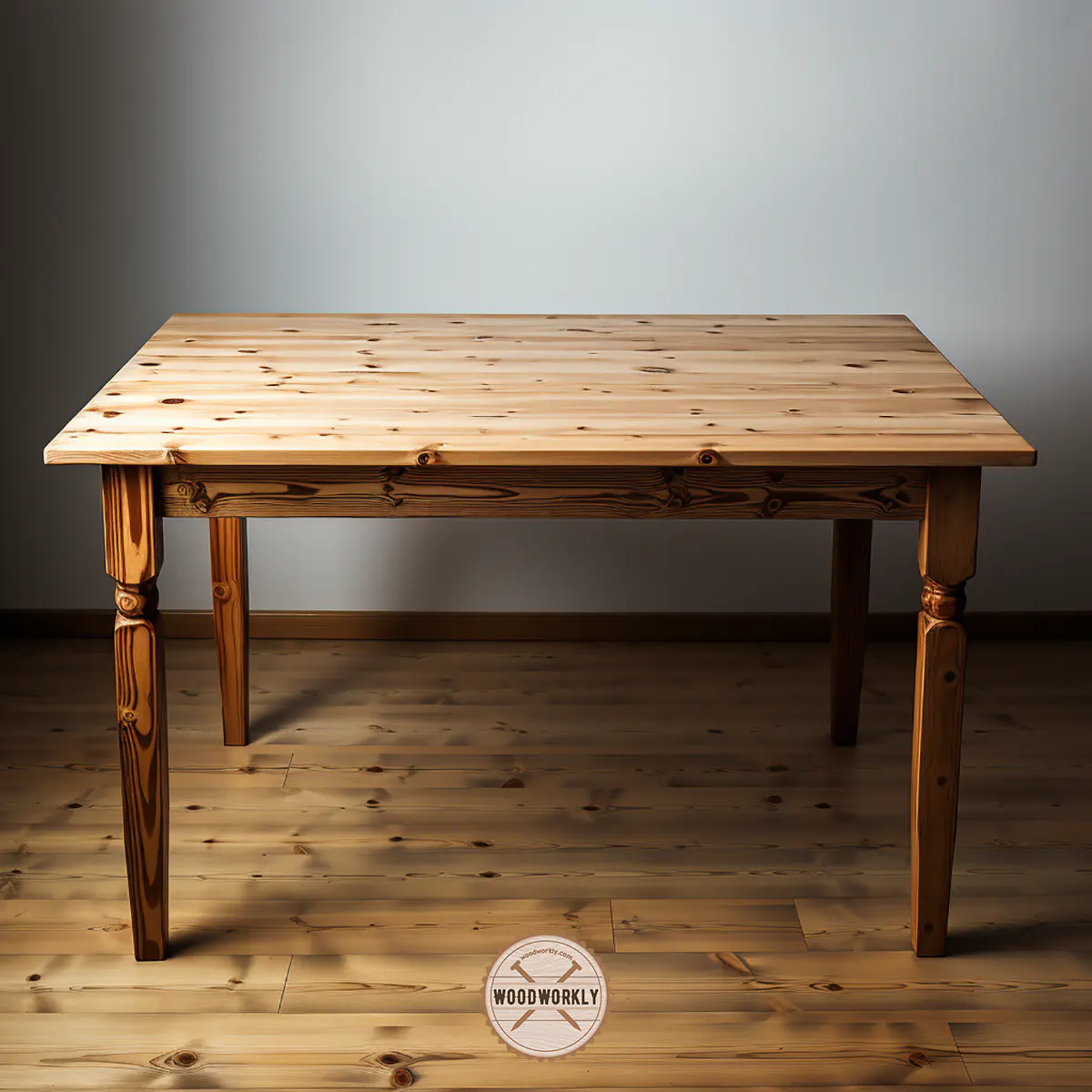 Pine wood dining table finished with tung oil