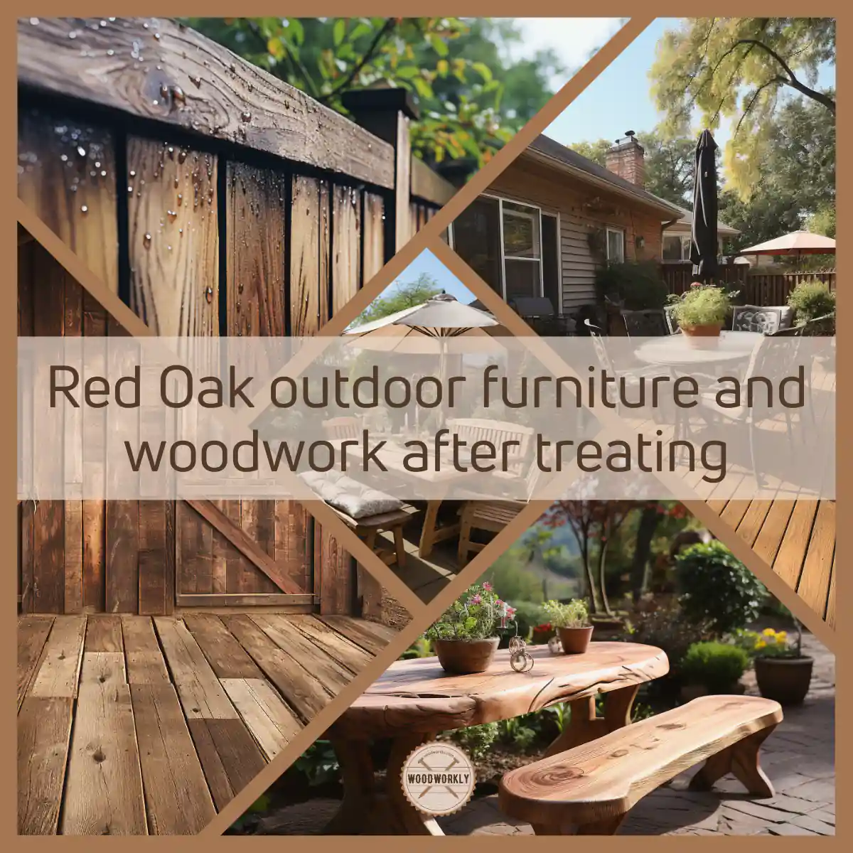 Red Oak outdoor furniture and woodwork after treating