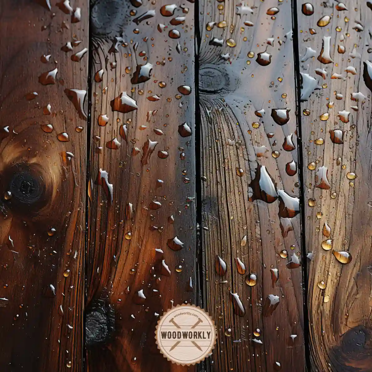 Wet wood surface