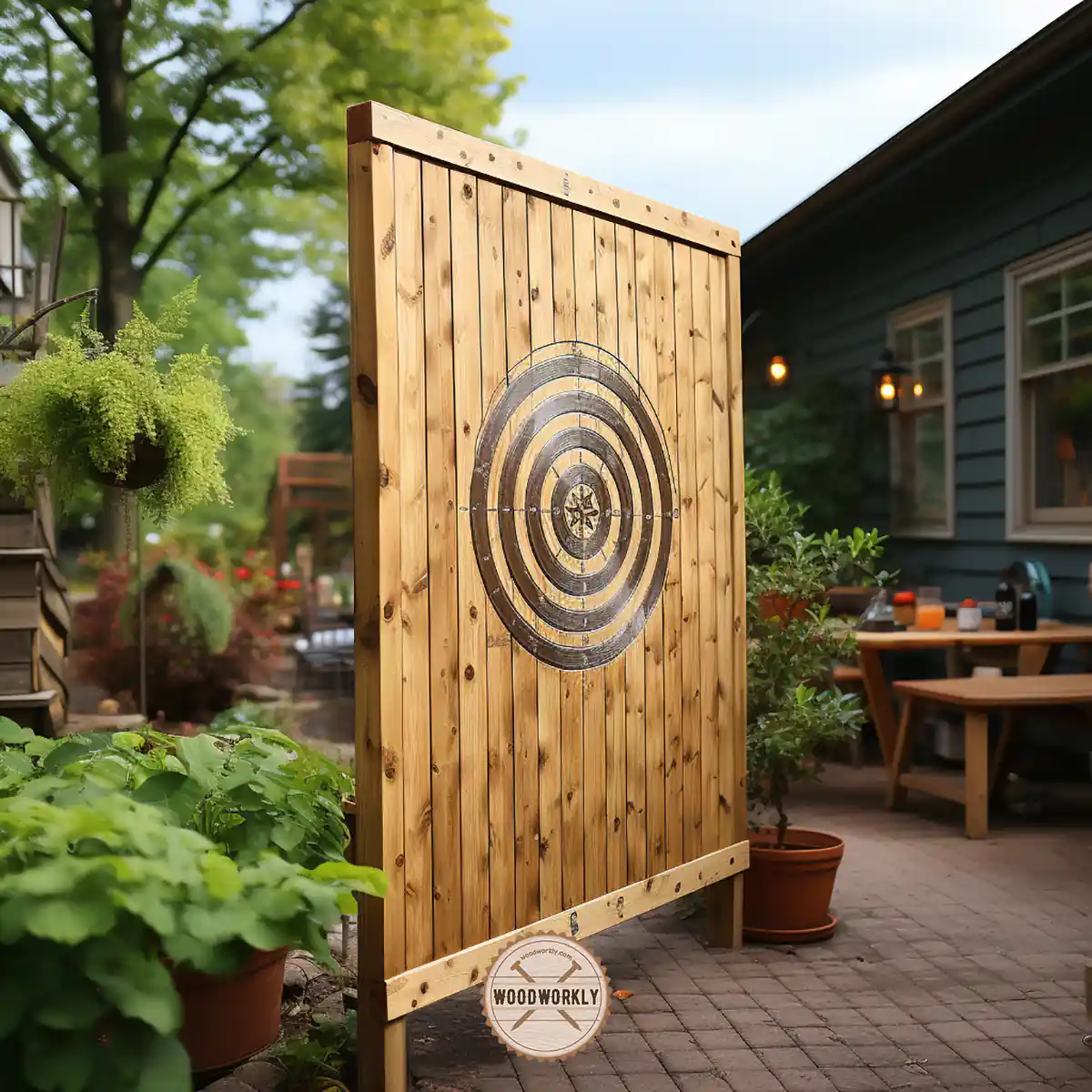 Willow wood axe throwing target board