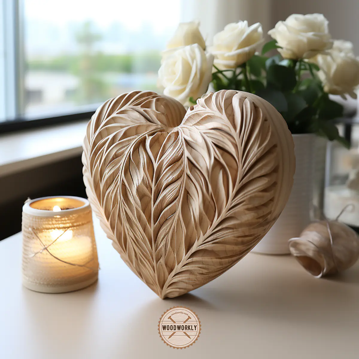 Ash wood carved heart