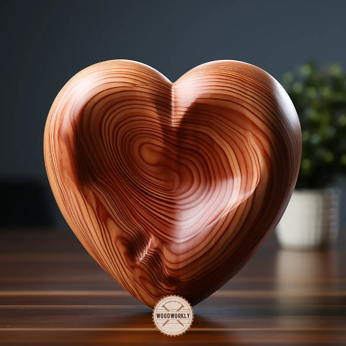 Cedar wood carved heart