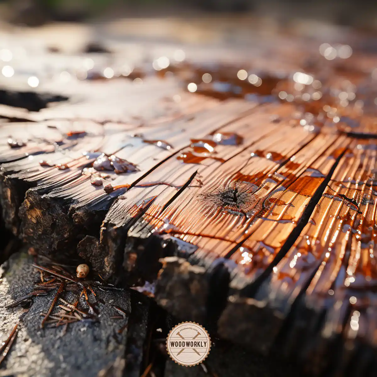 Damaged yew wood table