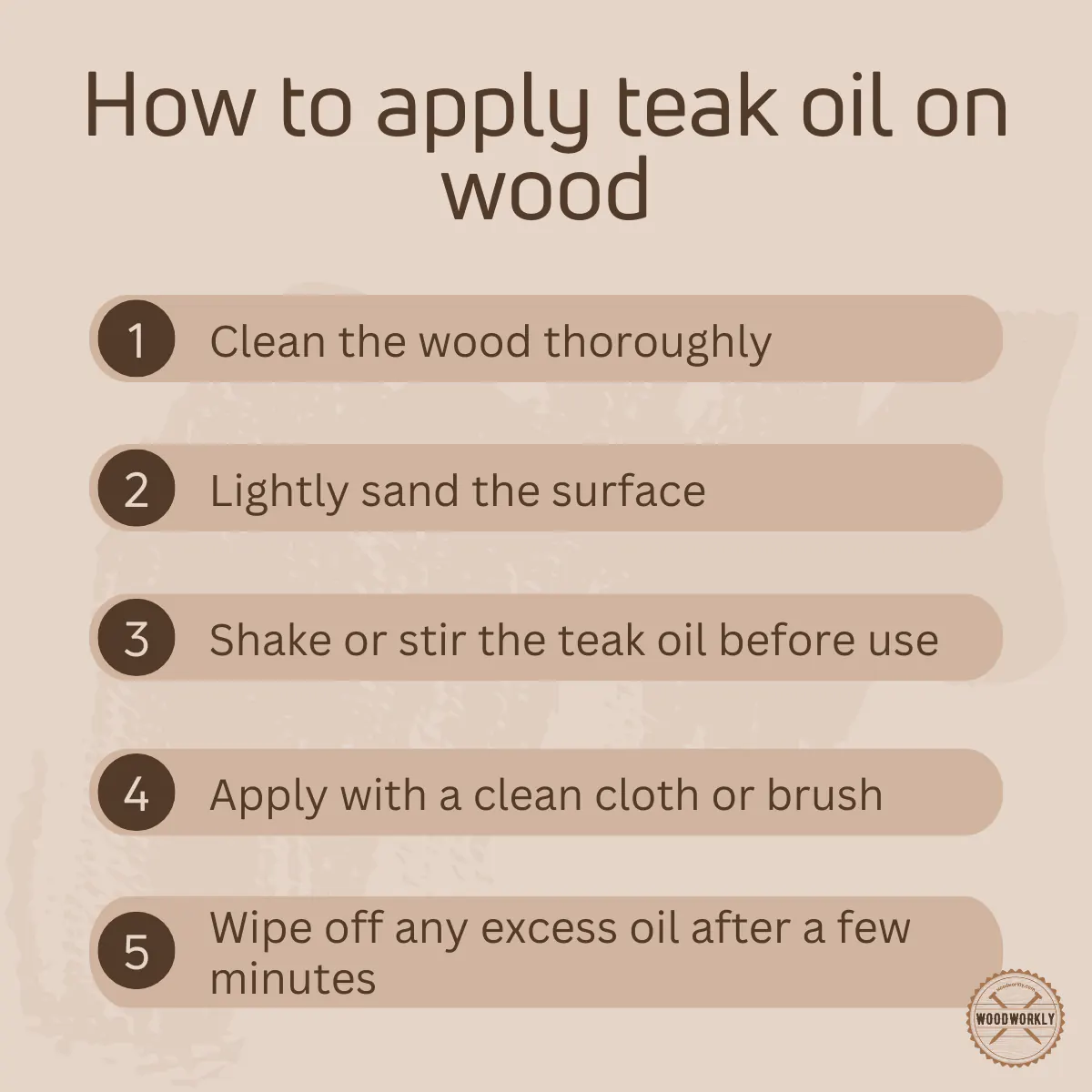 How to apply teak oil on wood