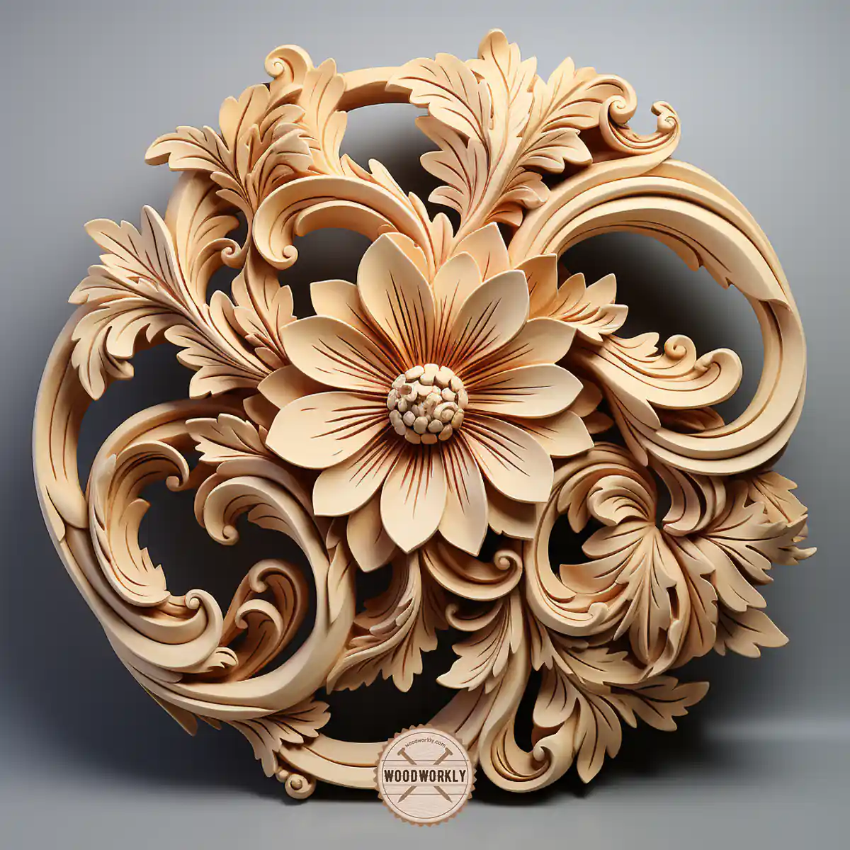 Pine wood decoration carving