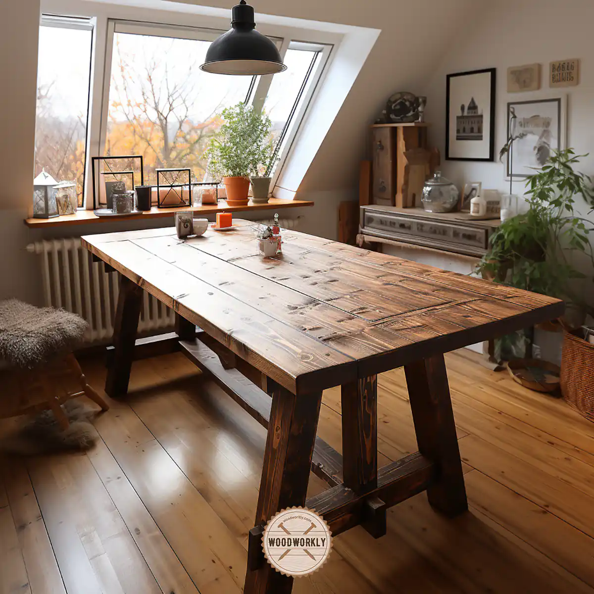 Pine wood dining table