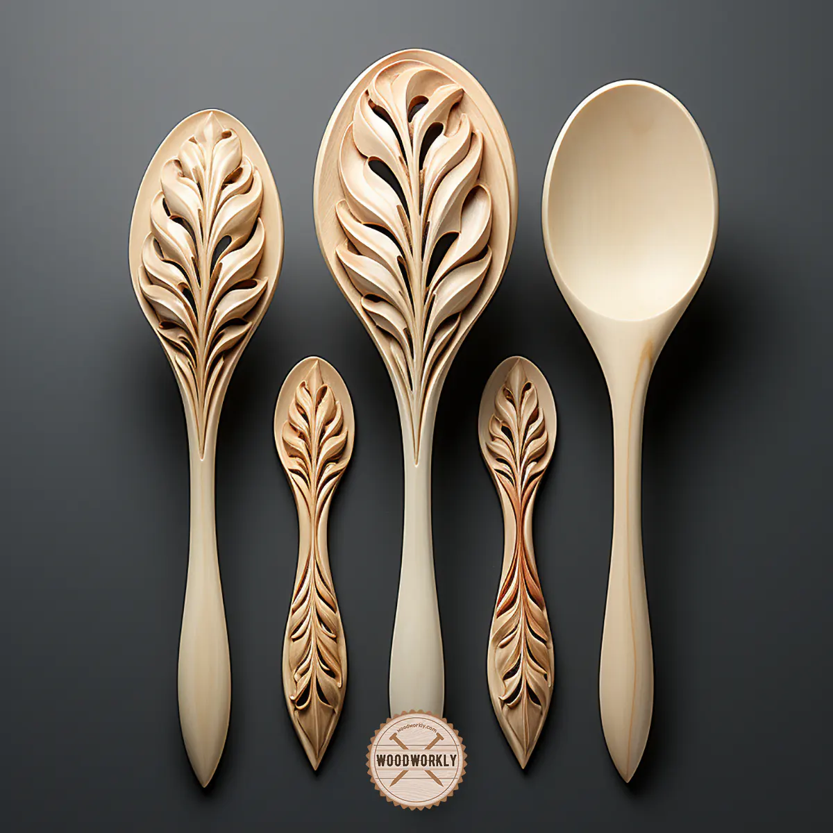 Stained basswood spoon carvings