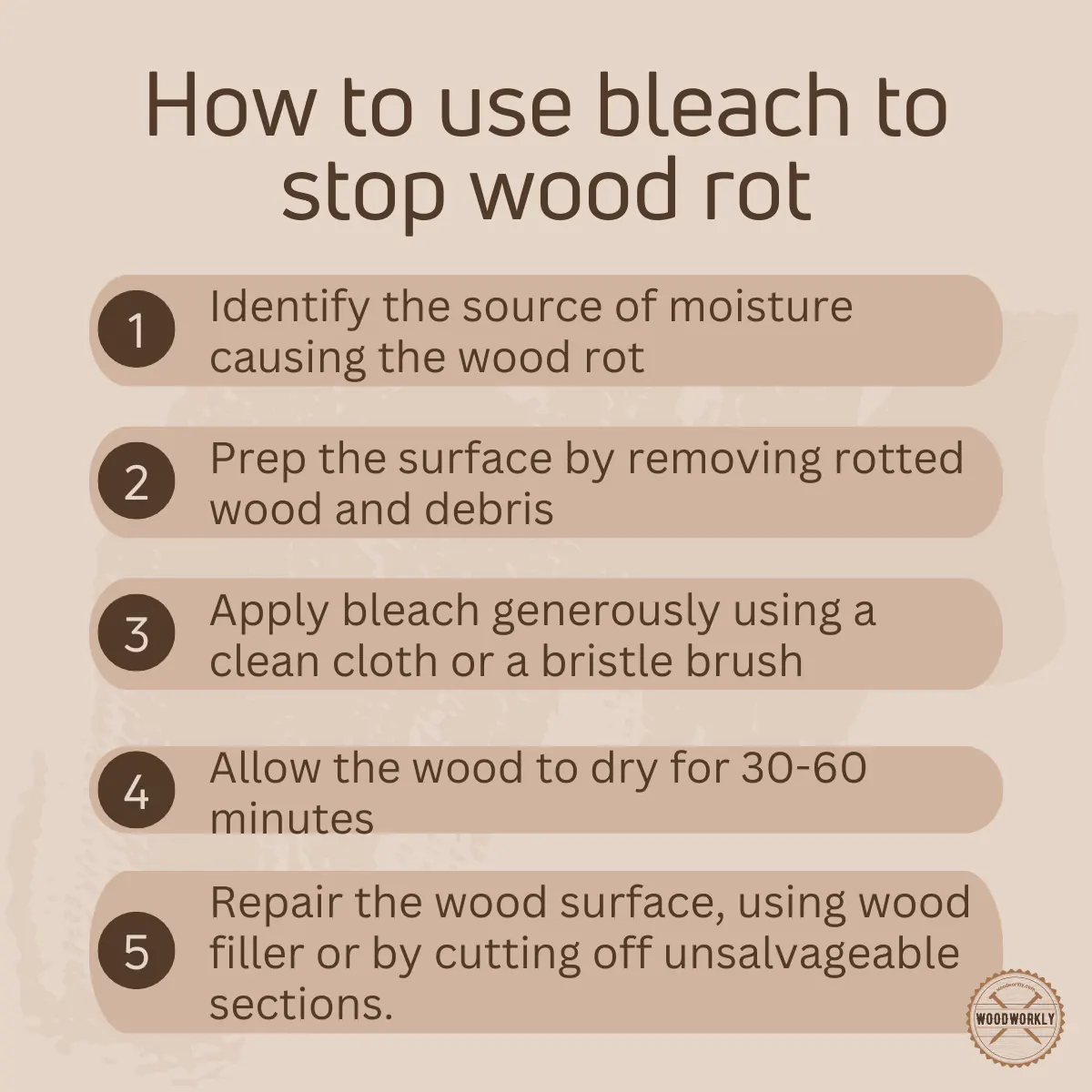 How to use bleach to stop wood rot
