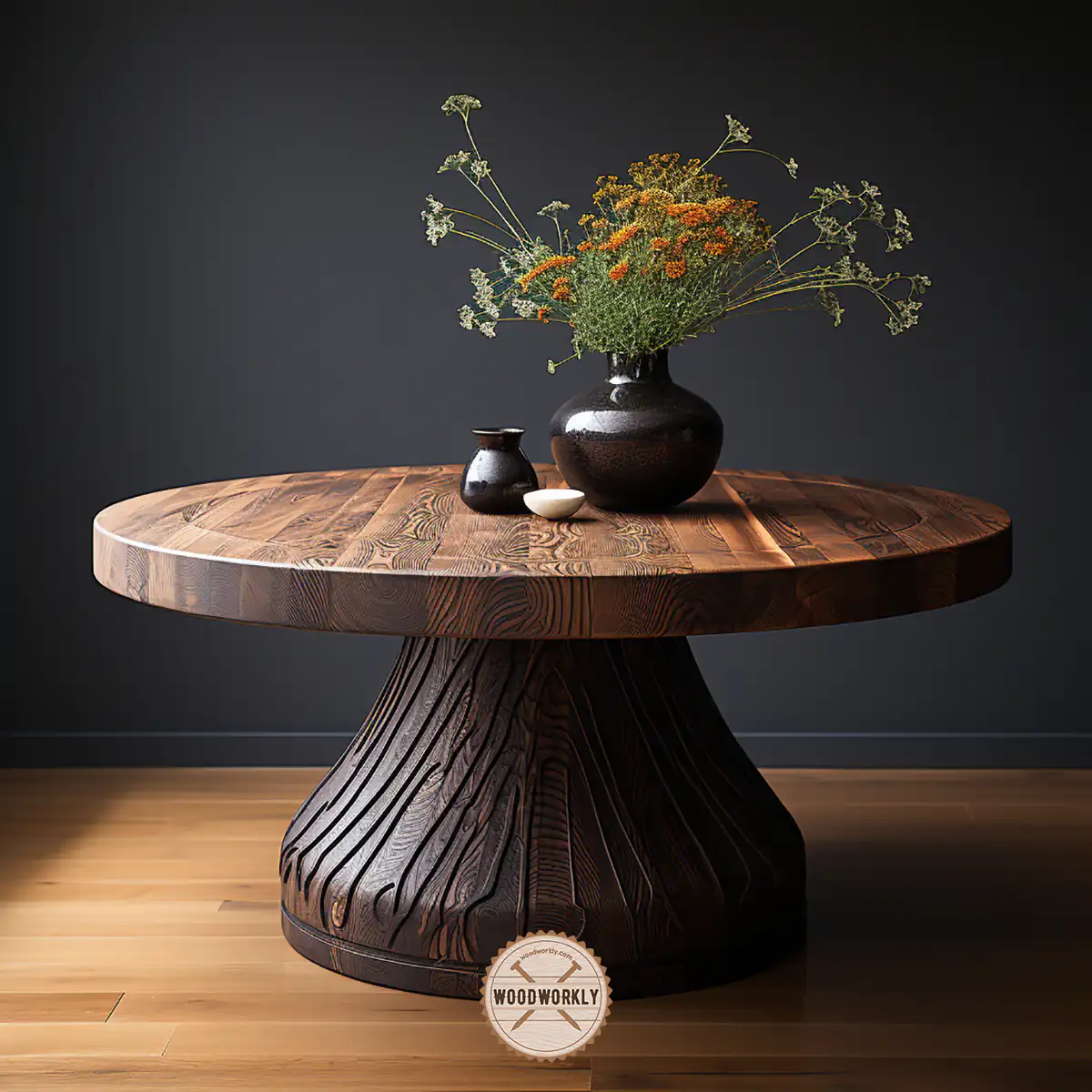 Larch wood dining table