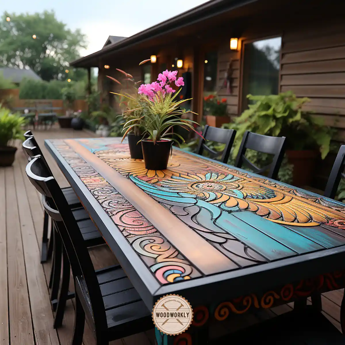 Painted and sealed outdoor dining table