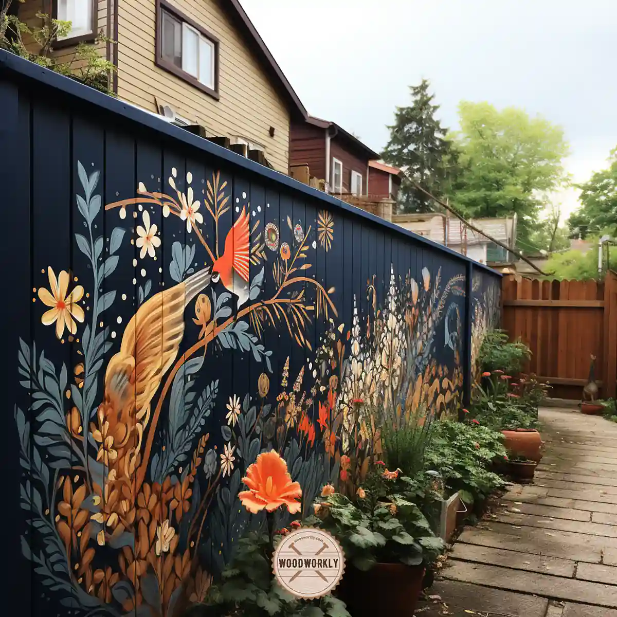 Painted and sealed outdoor fence