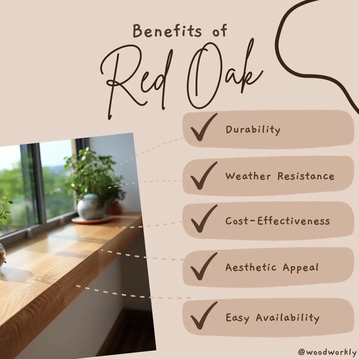 Benefits of Red Oak as a window sill replacement wood