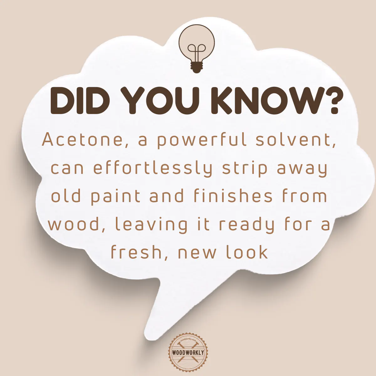 Did you know fact about acetone on wood