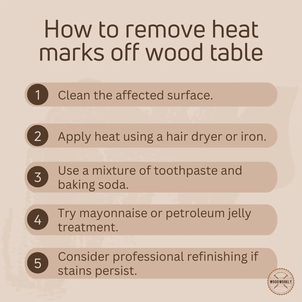 How to remove heat marks off wood table