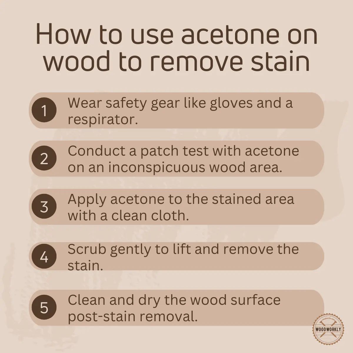 How to use acetone on wood to remove stain