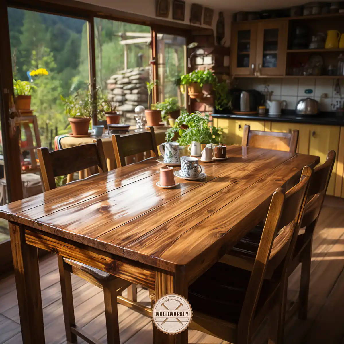 Maple wood dining table finished with tung oil