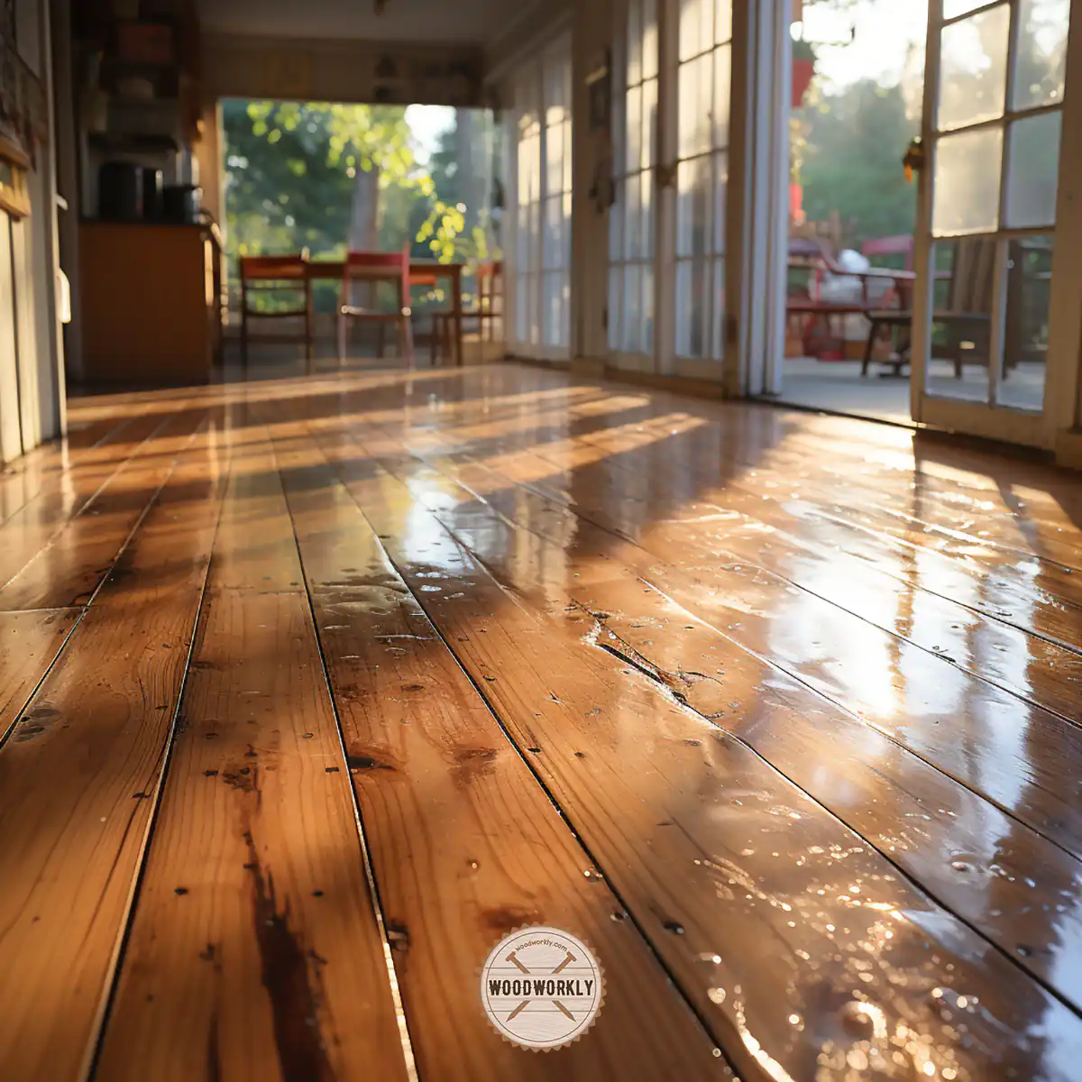 Maple wood floor finished with tung oil