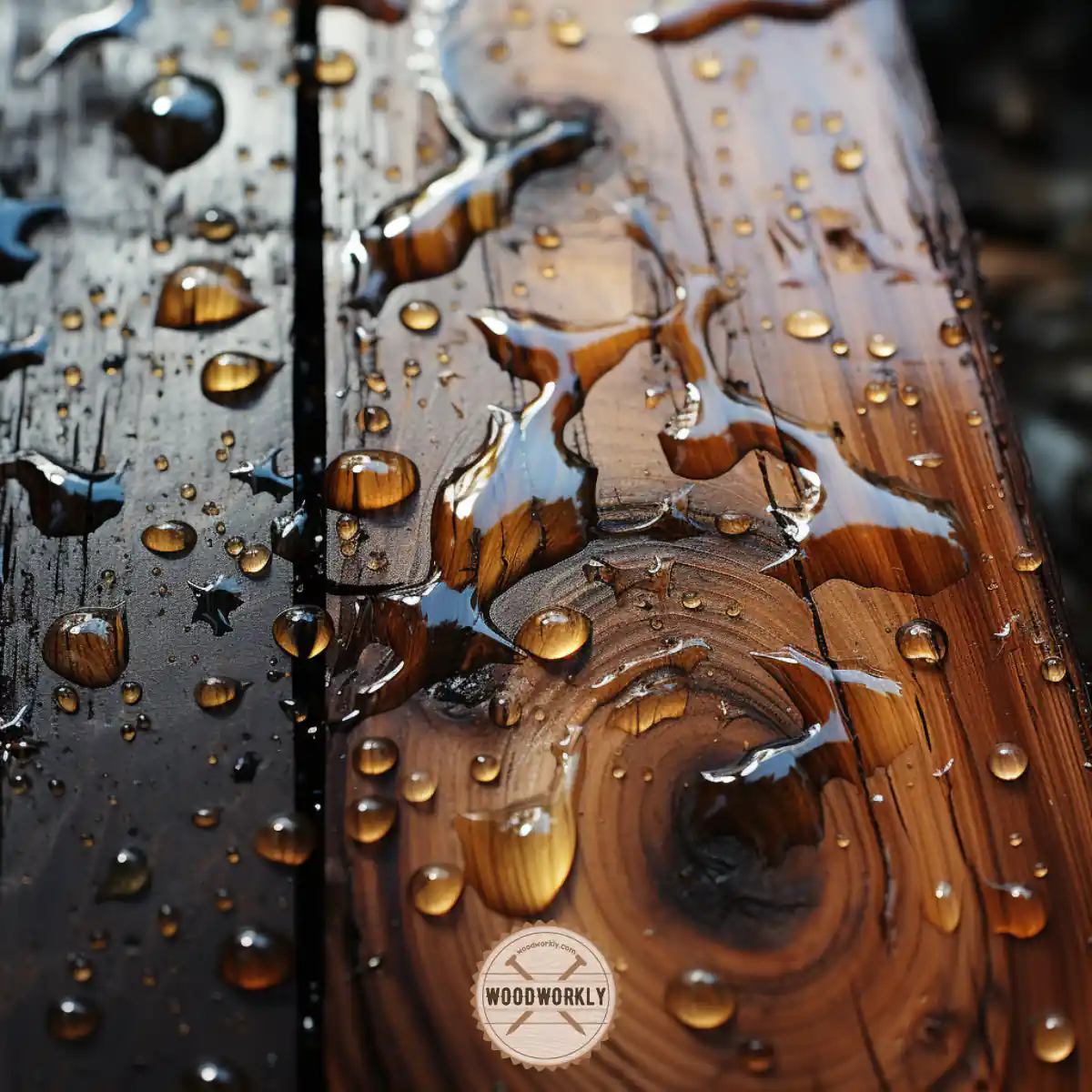 Wet wood surface