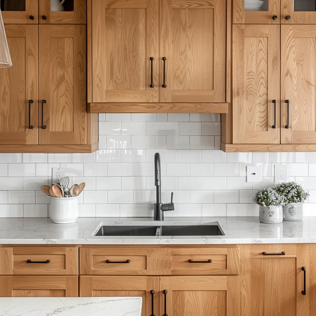 Classic Shaker Style Honey Oak Kitchen Cabinet