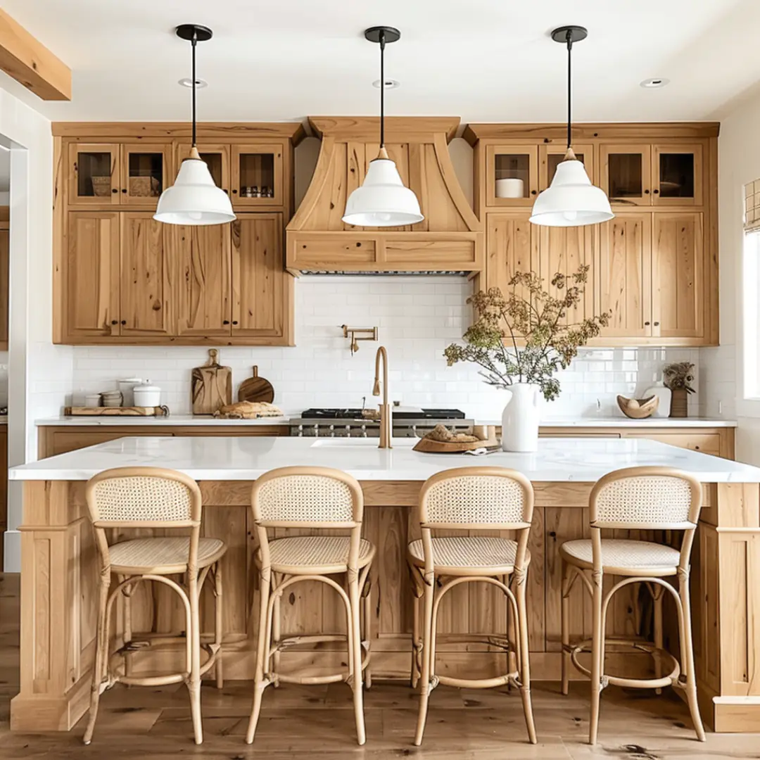 Farmhouse Decor with Honey Oak Cabinets