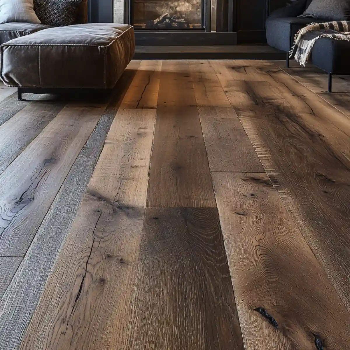 Distressed Wide Plank Oak Flooring