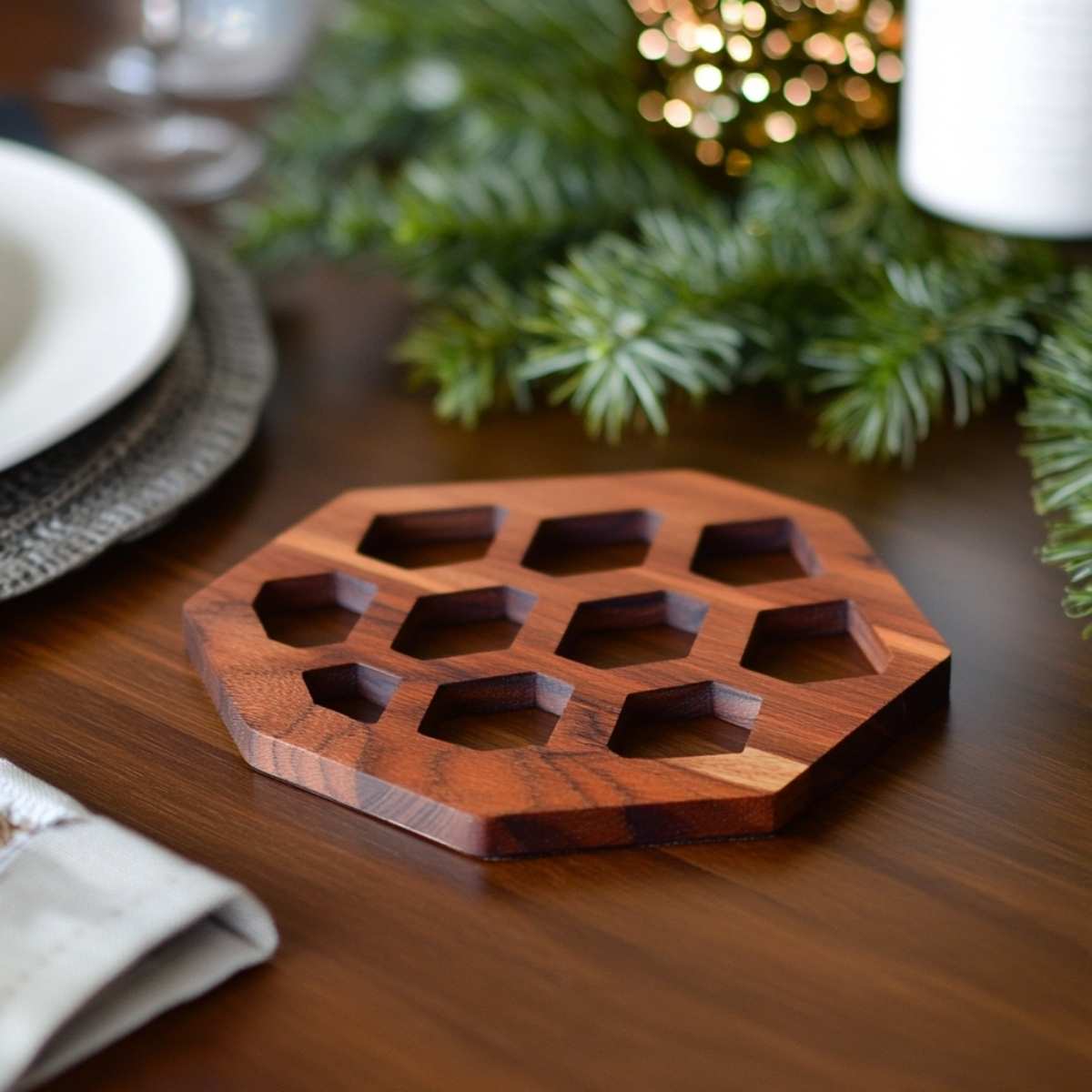 Geometric Wooden Trivet