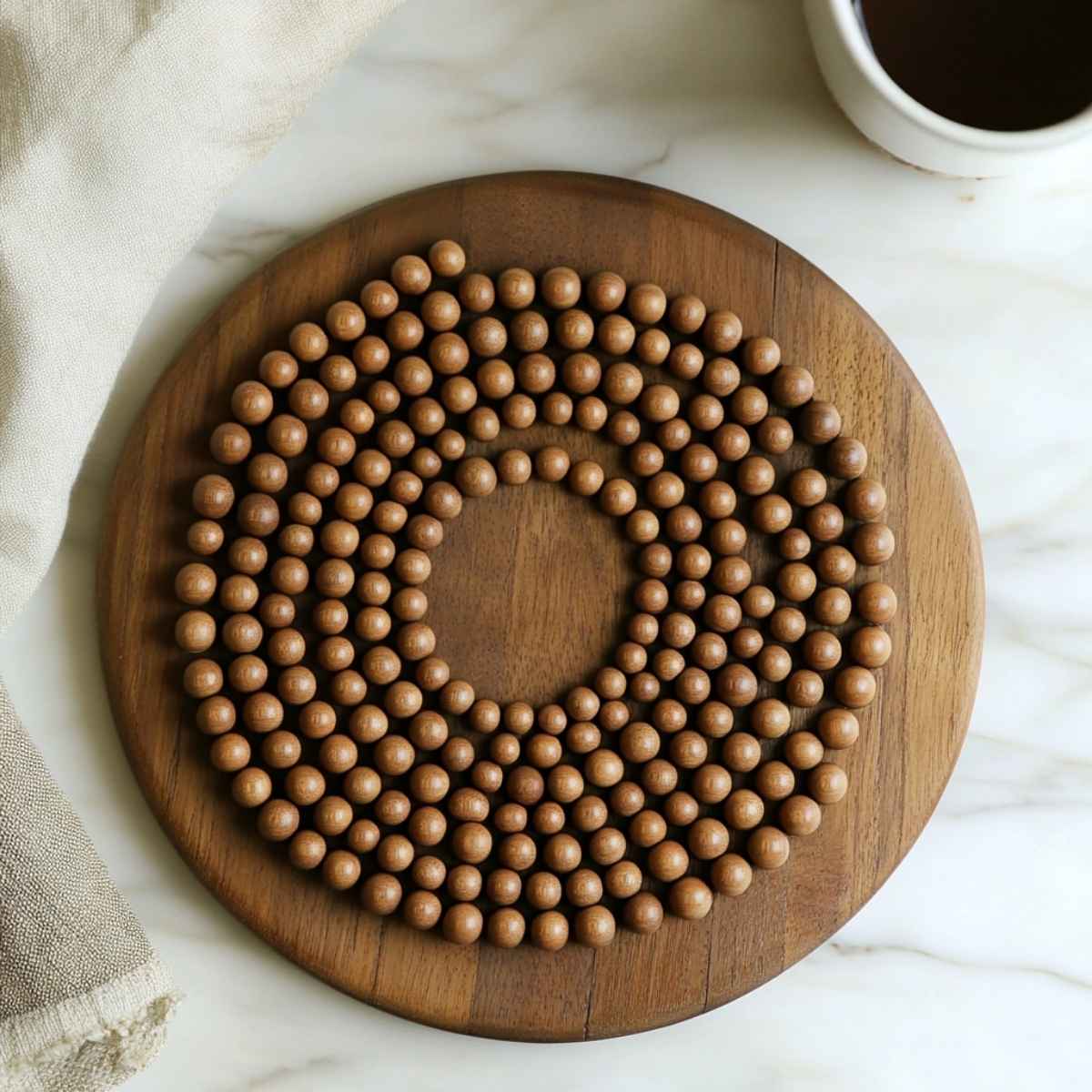 Round Wooden Bead Trivet