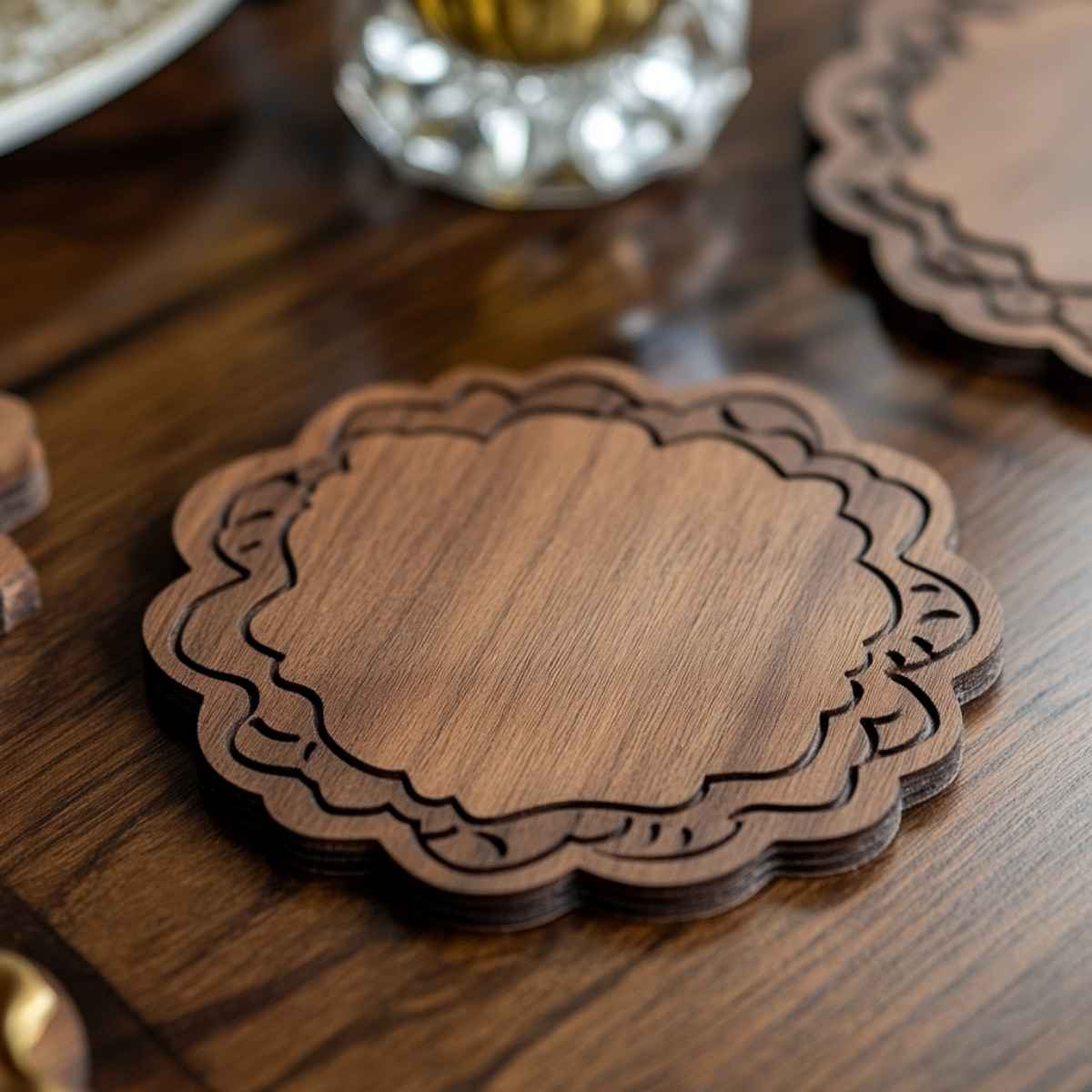 Scalloped Edge Wooden Trivet