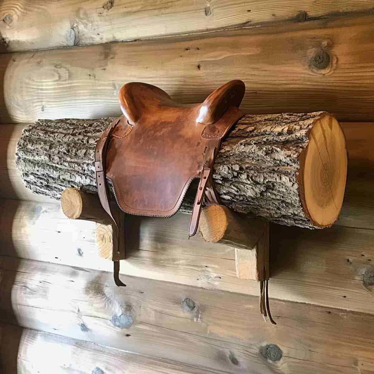 Rustic Log Saddle Rack